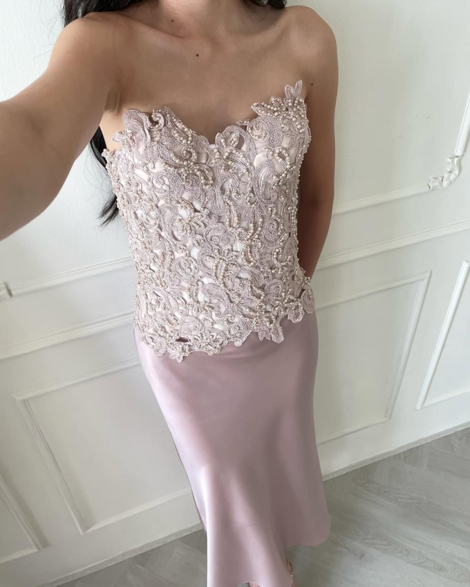 Amela Top With Flare Skirt In Pink