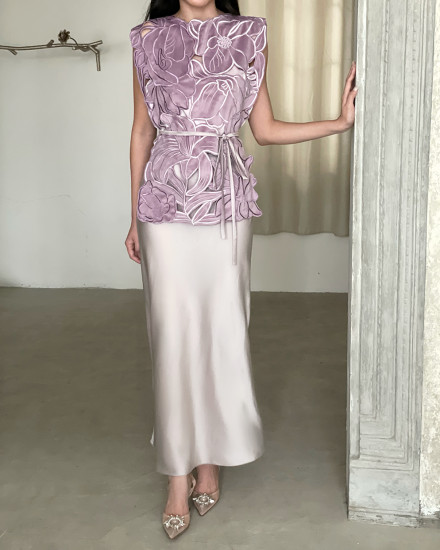 Clara Top With Flare Skirt In Purple